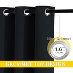 NICETOWN Black Out Curtain for Sliding Glass Door, Grommet Thermal Insulated Sound Reducing Window Treatment Weighted Wide Draperies for Bedroom/Living Room (W80 x L90, 1 Panel)