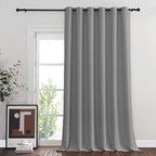 NICETOWN Silver Grey Blackout Curtain for Sliding Glass Door, Grommet Patio Door Curtain Wide Window Treatment Privacy Thermal Insulated Drapes for Bedroom/Living Room (1 Panel, W80 x L95)