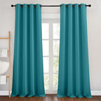 NICETOWN Peacock Teal Blackout Curtains & Drapes - Thermal Insulated Grommet Blackout Light Blocking Room Darkening Window Treatments for Bedroom/Living Room (2 Panels, W46 x L90)