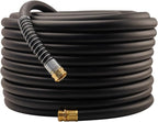 WiseFlow Garden Hose 150FT x 3/4", Heavy Duty Rubber Hose, Water Hose with Five Layered Braiding, Male Female Fittings, 1000PSI Burst, 300PSI Working (Black)