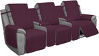 Easy-Going Recliner Sofa Cover with Console, Reversible Couch Cover for Living Room, Split Sofa Cover for Each Seat with Elastic Straps for Kids, Dogs, Pets (3 Seater, Wine/Beige)