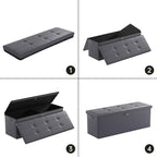 DocSafe Storage Ottoman Bench, Fireproof＆Waterproof Folding Bench with Lock(15”x 43”x15”), Leather Storage Chest with Handles＆2 Extra Boxes, Ottoman Safe for Bedroom,Living Room,Home Office, Gray