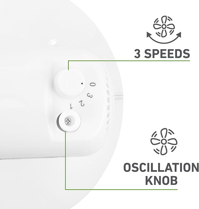 Holmes 12 Inch Oscillating Table Fan 3 Speeds 75 Degree Wide Angle Oscillation 15 Degree Adjustable Head Tilt Quiet Cooling for Home Office Bedroom Manual Control White