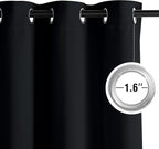 NICETOWN Room Darkening Draperies Curtains Panels, 2 Panels Black W52 x L96