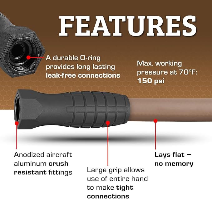 Flexzilla Colors SwivelGrip Garden Hose 5/8 in. x 25 ft., Lightweight All-Weather Water Hose, Durable and Flexible, Leak-Free Connections, Brown Mulch