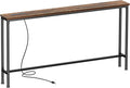 SUPERJARE 51.2 Inch Sofa Table with Power Outlet and USB-C Port, 5.9 Inch Narrow Console Table, Entryway Hallway Couch Table with Storage, Behind Sofa, Small Spaces, Living Room, Rusitc Brown