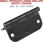 30 Pack Rounded Matte Black Door Hinges 3.5 Inch 5/8" Radius Interior 3 1/2 Inch Flat Iron Bifold Standard Hinge No Squeak Bedroom Indoor for Closet Doors 3 ½" Heavy Duty Hardware Doorway Study Room