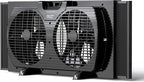 Comfort Zone Window Fan for Bedroom, 9 inch 3 Speed Dual Fans with Auto-Locking Expanders, Window Exhaust Fan, Removeable Bug Screen, Black