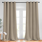 NICETOWN Taupe Curtain Panels - (52 inches by 120 Inch, Black, Set of 2) Home Decoration Thermal Insulated Solid Grommet Blackout Curtains/Drapes for Hall/Dining Room