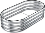 SnugNiture Galvanized Raised Garden Bed, 4x2x1ft Oval Metal Planter Box for Planting Outdoor Plants Vegetables