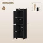Bathroom Storage Cabinet, Small Corner Floor Cabinet with 2 Doors and Adjustable Shelf, Narrow Toilet Paper Cabinets, Bathroom Organizer for Small Spaces, 7.9"D x 7.9"W x 29.5"H Rattan Black