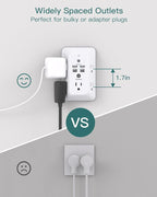 Surge Protector, Outlet Extender with Night Light, Addtam 5-Outlet Splitter and 4 USB Ports(PD 20W), Multi Plug Wall Outlet Power Strip for Home Office Dorm Room Essentials