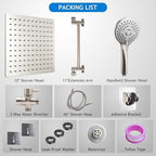 Shower Head Combo(Brushed Nickel),10'' High Pressure Rain Shower Head with 11'' Adjustable Extension Arm and 5 Settings Handheld,Powerful Shower Spray Against Low Pressure Water