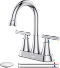 Bathroom Faucets for Sink 3 Hole, Hurran 4 inch Chrome Bathroom Sink Faucet with Pop-up Drain and Supply Hoses, Stainless Steel Lead-Free 2-Handle Centerset Utility Faucet for Sink Vanity RV