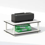 Furinno JUST Printer Stand with Storage, 2-Tier Under Desk Printer Stand, Printer Table, Toolless Assembly, for CPU, Office Supplies, Home Office, White