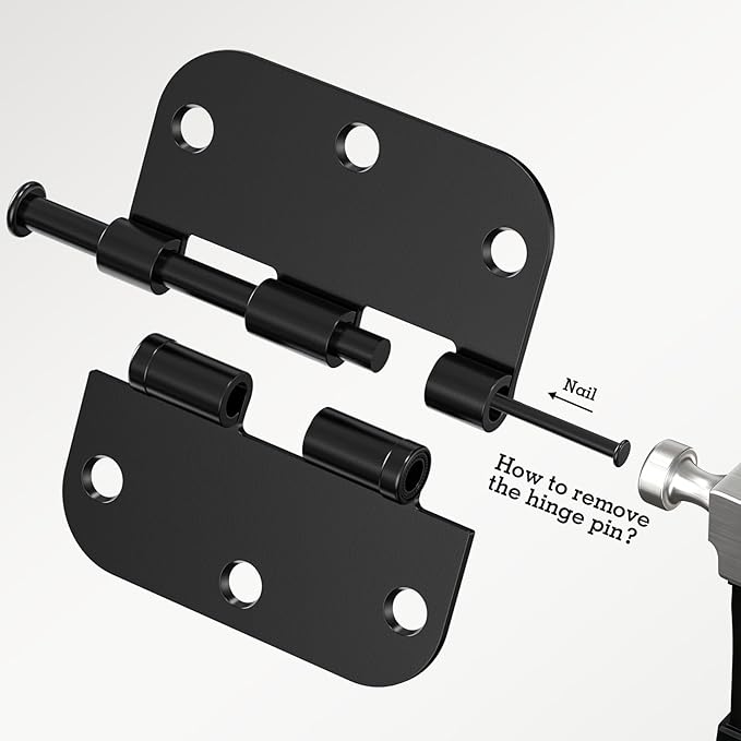 48 Pack Ball Bearing Door Hinges Matte Black 3.5 Inch 5/8"Radius Round Anti Squeak Interior 3-1/2"Flat Iron Bifold Standard Office Bedroom Indoor for Doors 3 ½" Hardware Control Home Decor Essentials