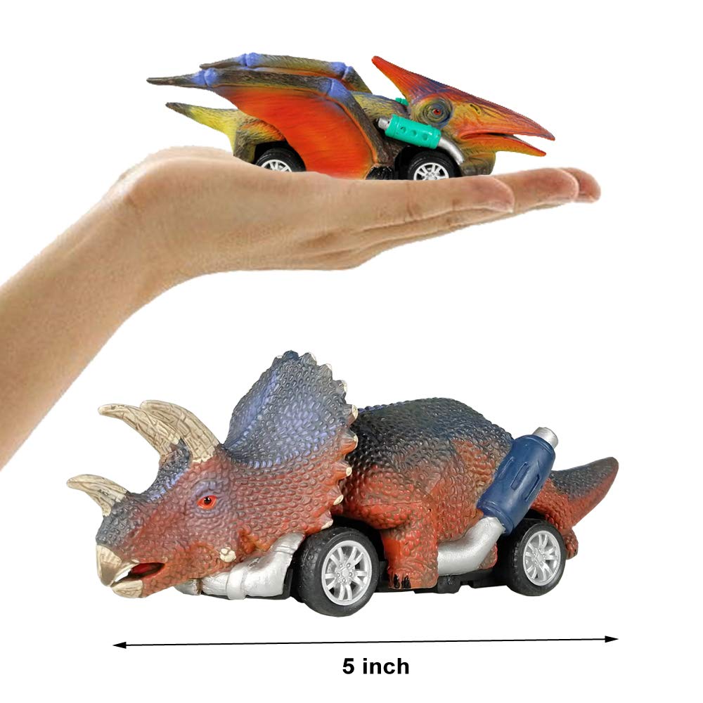 DINOBROS 6-Pack Dinosaur Pull Back Cars