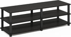 Furinno TURN-S-TUBE TV Stand, 3-Tier Open Frame Design Entertainment Center, TV Console for TV up to 46 Inch, Toolless Assembly, for Living Room, Bedroom, Espresso