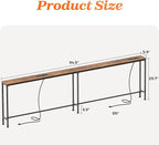 SUPERJARE 94.5 Inch Sofa Table with 2 Power Outlets and USB-C Ports, 5.9 Inch Narrow Console Table with Storage, Long Entryway Hallway Couch Table Behind Sofa, Small Spaces, Living Room, Rustic Brown