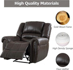 CANMOV Leather Recliner Chair Set of 2, Classic and Traditional Manual Recliner Chair with Comfortable Arms and Back,Manual Single Recliner Sofa for Living Room, Dark Grey