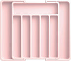 Aujen Silverware Organizer - Expandable Kitchen Drawer Organizer, Adjustable Utensil Organizer, Cutlery Tray for Forks, Knives, Multipurpose Kitchen Organizers and Storage Solution, Pink, Large