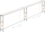 Huuger 110.2 Inch Sofa Table with Power Outlets, 23.9’’-34.4’’ Height Adjustable Range, Behind Couch Table with USB-C Ports, Sofa Tables Narrow Long, Skinny Console Table, for Small Spaces, White