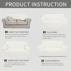 Easy-Going Stretch Oversized Loveseat Slipcover 1-Piece Sofa Cover Furniture Protector Couch Soft with Elastic Bottom for Kids Polyester Spandex Jacquard Fabric Small Checks Cream