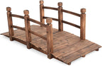 Giantex 5 FT Wooden Garden Bridge, Stained Wood Arc Footbridge with Railings, 400 lbs Capacity, Decorative Pond Bridge for Outdoor Garden Yard Backyard Creek Farm (Brown)