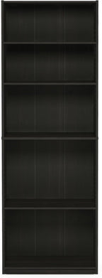 Furinno JAYA Book Shelf, 5-Tier Bookshelf, Bookcase with Adjustable Shelves, 9.5" x 24.5" x 71.2", for Organization and Storage, for Living Room, Bedroom, Home Office, Espresso