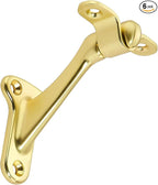 khtumeware 6 Pack 3 Inch Brushed Gold Hand Rail Bracket Heavy Duty Hardware for Stairways, Home or Office Vintage Stair Support Handrail Brackets
