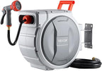 VEVOR Retractable Garden Hose Reel, 1/2 in x 100 ft, Wall Mounted Hose Reel with 9-Function Sprayer Nozzle and 180° Swivel Bracket, Any Length Lock, Automatic Slow Rewind System, for Garden Watering