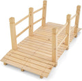 HAPPYGRILL 5FT Wooden Garden Bridge, Decorative Pond Landscaping Bridge with Classic Arc Footbridge & Double Safety Railings, Garden Bridges for Outdoors, Backyard, Garden Farm (Natural)