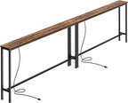 SUPERJARE 106.3 Inch Sofa Table with Power Outlets and USB-C Ports, 5.9 Inch Narrow Console Tables, Entryway Hallway Couch Tables with Storage, Behind Sofa, Small Spaces, Living Room, Rusitc Brown