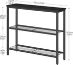 HOOBRO 29.5" Narrow Console Table, 3 Tier Entryway Table with Shelves, Thin Sofa Table, Behind Couch Table, Display Side Table, for Hallway, Entrance, Living Room, Black BB73XG01