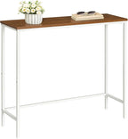 HOOBRO Narrow Console Table, 29.5" Small Entryway Table, Thin Sofa Table, Side Table, Display Table, for Hallway, Bedroom, Living Room, Foyer, White and Walnut WH75XG01