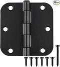 18 Pack Matte Black Door Hinges 3.5 x 3.5 Inch Interior 3 1/2 Inch Door Hinges for Doors Rounded 5/8" Radius Corners Flat Iron Hinge 3 ½"x 3 ½" Door Hardware Controls