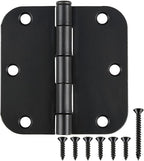 Interior Matte Black Hardware Door Hinges 3.5 Inch 30 Pack 3 1/2" Rounded 5/8" Radius Left Right Hinge for Penthouse Studio Dorm Hut Apartment Home Metal Decor Bisagras para Puertas De Madera 3 ½"