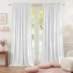 NICETOWN White Velvet Curtains and Drapes 12 ft Long, Extra Long Elegant Wall Backdrop Drapes for Holiday Season Home Decoration (Set of 2, Rod Pocket Design, 144 inches Long)