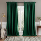 NICETOWN Emerald Green Velvet Curtains 96 inches Long (2 Panels, 52-inch Wide), Home Decoration Thermal Insulated Drapes for Forest Theme Kids Bedroom