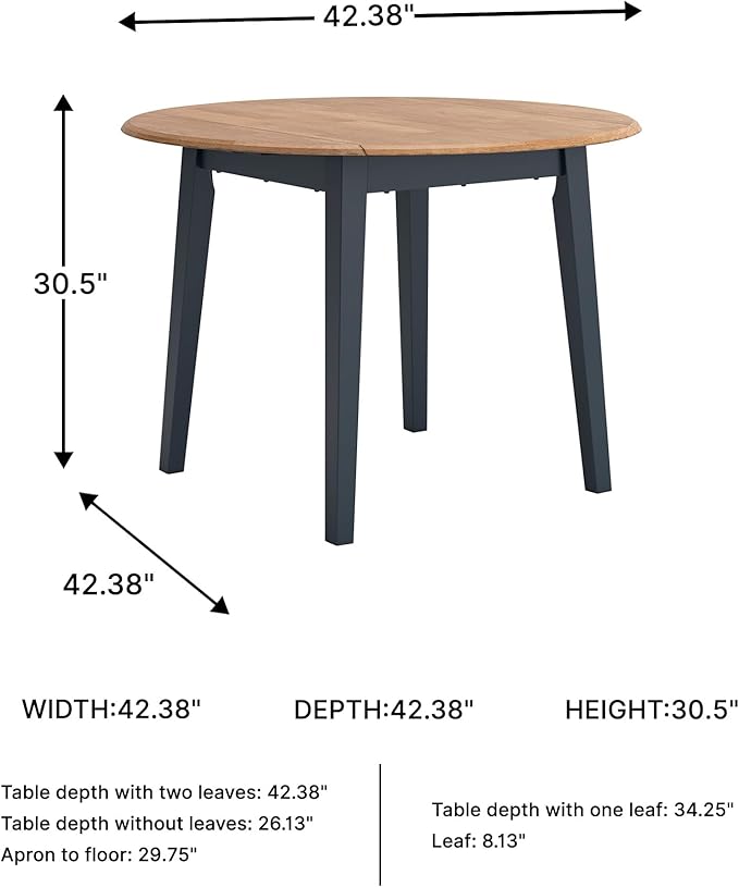 Signature Design by Ashley Gesthaven Modern Dining Drop Leaf Table with 4 Legs, Light Brown & Blue