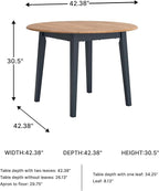 Signature Design by Ashley Gesthaven Modern Dining Drop Leaf Table with 4 Legs, Light Brown & Blue