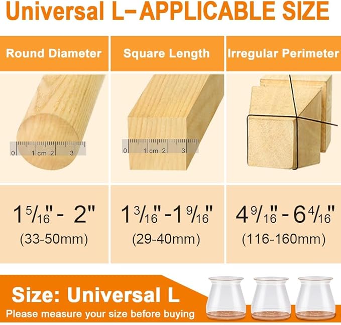 24 Pcs Chair Leg Floor Protectors for Hardwood Floors, Silicone Covers with Felt Pads, Furniture Leg Caps, Reduce Noise, Anti-Scratch, Fit (15/16" to 1-5/16")