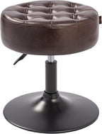 Furniliving Mid-Century Tufted Adjustable Swivel Makeup Ottoman Stool; Modern Big Size Round Vanity Stool Chair for Bedroom Living Room (BlackBrown)