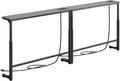 Kitstorack 2-Pack Dark Gray Long Sofa Table Behind Couch, Adjustable Height (25"-33") & 2 Power Outlets, Narrow Console Table, 5.9" D x 79" L, Thin, Split Design for Separate Use