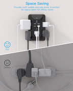 Black Multi Plug Outlet, HANYCONY Outlet Extender with 4 USB Ports (2 USB C) and Night Light, 1050J Surge Protector, Wall Mount, Outlet Splitter for Bathroom Kicthen Camper Dorm Room Essentials