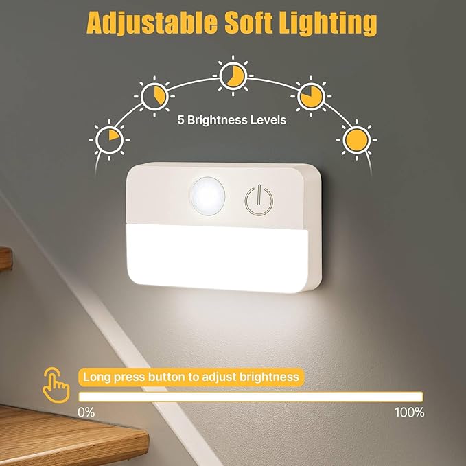 3 Pack Motion Sensor Stair Lights for Indoor, Wireless RGB Battery Operated Night Light, Led Stick On Hallway Closet Under Cabinet Step Portable Lamp for Bedroom Kitchen Bathroom