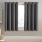 H.VERSAILTEX Blackout Curtain for Living Room Small Window Kitchen Blackout Curtains 45 inch Length Energy Saving Solid Grommet Blackout Drape, One Panel, Charcoal Gray, 52" W x 45" L