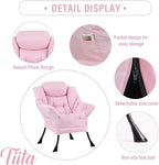 Tiita Lazy Chair with Ottoman, Pink Modern Large Accent Chair, Comfy Leisure Sofa Armchair with Ottoman, Reading Chair with Footrest for Bedroom, Living Room, Dorm Rooms, Pink