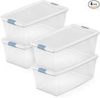 Sterilite 4-Pack Latching Box, Under Bed Storage Bins with Lids, Clear Plastic, 106 Quart - Heavy-Duty Organizing Containers for Closet, Bathroom, and Office