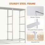 Dresser for Bedroom with 8 Drawers, Anti-Tip Tall Fabric Chests Storage Organizer Tower Furniture with Wooden Top Metal Frame for Clothes, Closet, Living Room, Hallway, Entryway